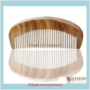 Brosses Soins Outils de coiffage Produits pour les cheveux Peigne en bois de santal naturel Brillant poli Épais vert Artisanat en bois Usine Vente directe Drop Delive