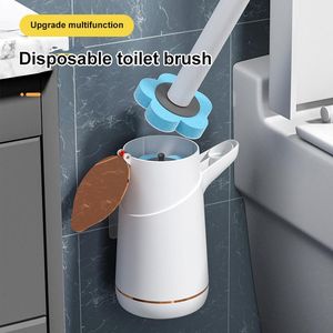 Borstels Wegwerptoiletborstel met reinigingsvloeistof Wandgemonteerd schoonmaakhulpmiddel voor badkamervervanging Reinigingsborstelkop Wc-producten