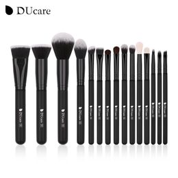 Ducare 15 pièces pinceaux de maquillage noir ensemble ombre à paupières poudre fond de teint correcteur pinceau cosmétique maquillage mélange outils de beauté