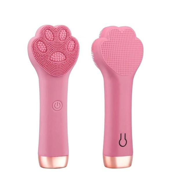 Brosses Brosse de nettoyage électrique en Silicone pour le visage, masseur de vibrations de patte de chat, démaquillant de points noirs, nettoyage des pores, outil de soins de la peau