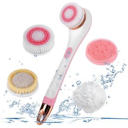 Brosses de douche électrique Brosse arrière du corps Sponge Scurper pour le visage Nettoyage Nettoyant Poignée plus propre