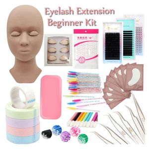 Borstels Wimperverlengingsset Mannequin Hoofd Lash Brush Pincet Lijm Oogkussentje Wimperverlenging Trainingsset Wimperaccessoires Make-up gereedschap