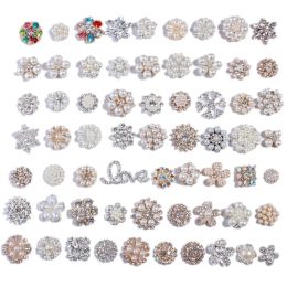 Borstels Fashion Chic Sier Crystal Rhinestone -knoppen met ivoren parels voor schoendoek Clear Glass -knop voor bruiloftsuitnodiging