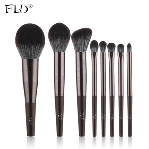 Borstels Fld 8 stuks Metalen Lange Buis Make-Up Kwasten Set Lip Foundation Poeder Blusher Oogschaduw Wenkbrauw Borstel Gereedschap Maquille Profesional