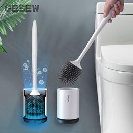 Brosses GESEW Silicone TPR brosse de toilette et support vidange rapide brosse de nettoyage outils pour toilette ménage WC accessoires de salle de bain ensembles