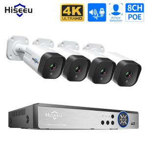 Brosses HiEEU 4K 8MP 5MP 3MP 8CH POE IP SURVEILLANCE SYSTÈME DE SÉCURITÉ DE SÉCURITÉ CAMER