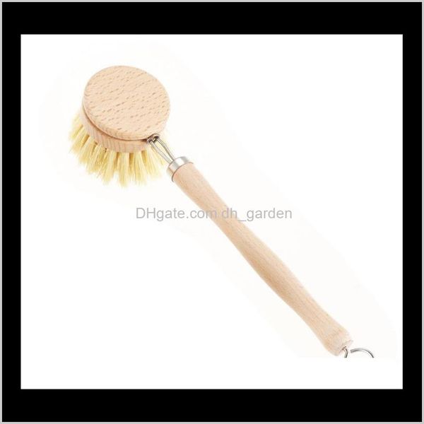 Brosses Organisation de ménage Accueil Jardin Drop Livraison 2021 Naturel en bois à long manche Pan Pot Plat Bol Lavage Remplacement Brosse Hea