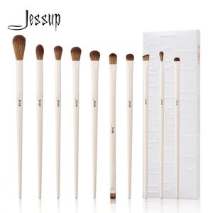 Brushes Jessup Juego de brochas de maquillaje para ojos, 10 piezas, 14 piezas, juego de brochas para sombra de ojos, delineador de ojos, mezcla, corrector, resaltador, gris claro