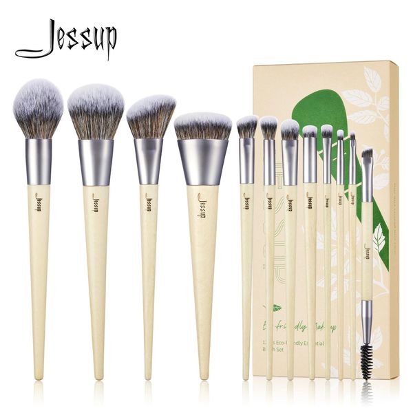 Brushes Jessup Juego de brochas de maquillaje Base sintética premium en polvo Corrector en ángulo Difuminado Sombra de ojos Dúo Brocha para cejas Maquillaje T327