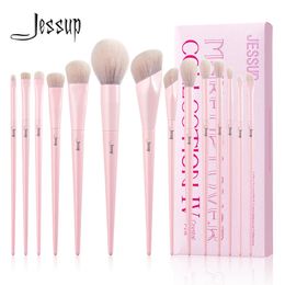 Pinceaux Jessup Ensemble de pinceaux de maquillage rose 214 pièces Pinceaux de maquillage Premium Vegan Foundation Blush Eyeshadow Liner Powder Blending Brush, T495