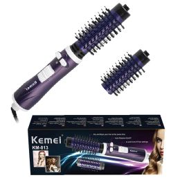 Brosses Kemei 2in1 Kit de brosse rotative à air chaud pour coiffer la brosse sèche-cheveux, 2 brosses à friser autorotatives détachables rondes
