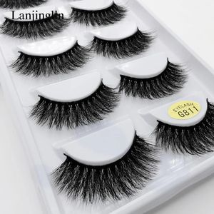 Pinceles Lanjinglin 10 cajas/lote pestañas de visón pestañas postizas largas naturales 100% hechas a mano suaves pestañas de visón 3d maquillaje Faux Cils G811