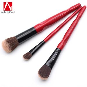 Pinceaux Édition Limitée Rouge Long Manche Doux Synthétique 3pcs Poudre Coudée Mise en évidence Précise Stippling Foundation Makeup Brush Set