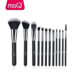 Pinceles Msq Professional 12 Uds. Juego de brochas de maquillaje, base en polvo, sombra de ojos, herramientas de maquillaje para clásico de alta calidad