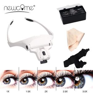 Borstels Newcome 5 Lens Verstelbare Vergrootglas Wimperverlenging Led Hoofdband Verlichting Lamp Wimper Enten Reparatie Tattoo Make-up Gereedschap