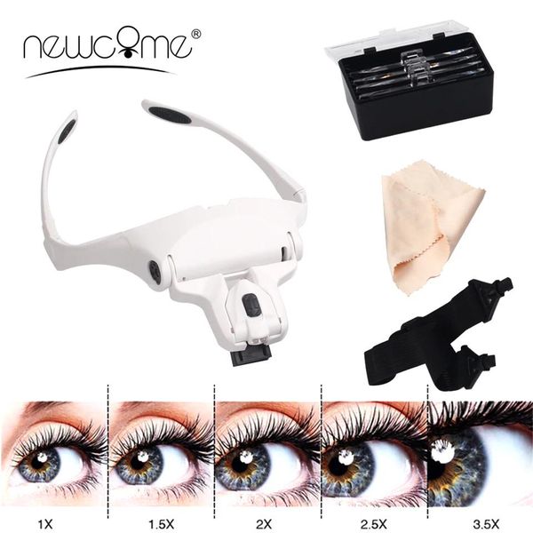 Brosses Newcome 5 lentilles loupe réglable extension de cils LED bandeau lumières lampe cils greffage réparation tatouage maquillage outils