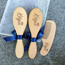 Brosses Cadeau de bébé personnalisé Brosse de cheveux nouveau-né et peigne, bébé KeepSake Wood Bristle Toddler Peigt Baby Shower Gift