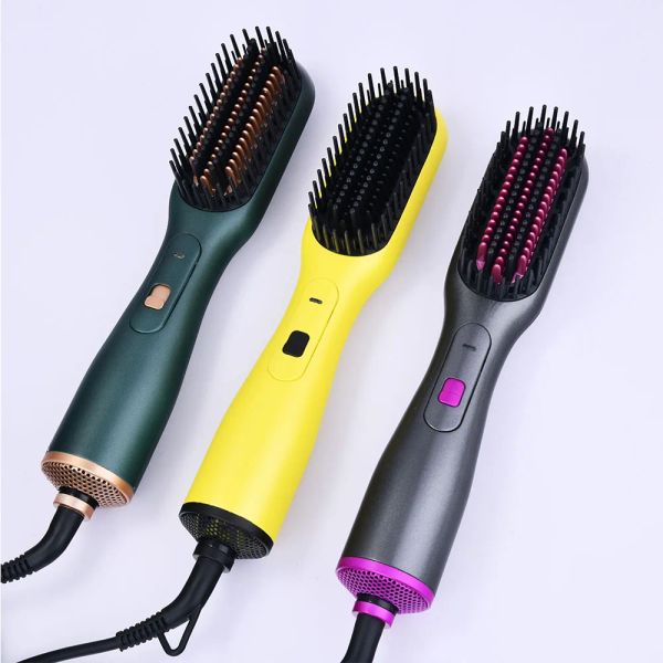 Brosses Portable 2 en 1 sèche-cheveux automatique brosse bigoudi pour friser et lisser peigne à air chaud lisseur multifonctionnel