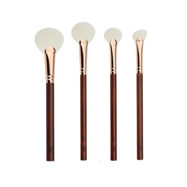 Pinceaux de maquillage professionnels faits à la main, 1 pièce, poils de chèvre Saibikoho, en forme d'éventail, surligneur, ombre à paupières, pinceaux de maquillage en bois de santal rouge