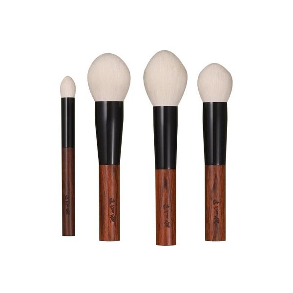 Pinceaux de maquillage professionnels faits à la main, 1 pièce, petits bouts doux, poils de chèvre, en forme de bougie, poudre pour le visage, pinceau à Blush, en bois de rose