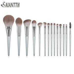 Saiantth – ensemble de pinceaux de maquillage en fibre végétale, 14 pièces, super doux, pour poudre, Blush, fond de teint, ombre à paupières, correcteur, lèvres, nez, taches