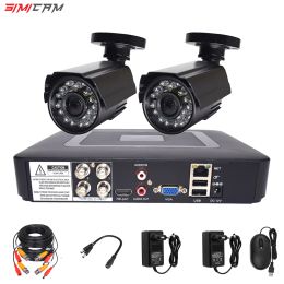Borstels beveiligingscamera CCTV -systeem AHD KIT VIDEO SURVEILLANCE Metal 2 Camera HD 720P/1080P 4CH DVR Surveillance Waterdichte nachtzicht