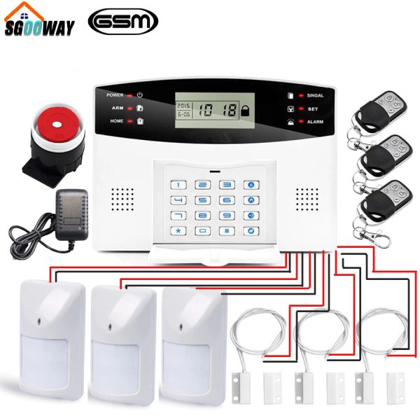 Cepillos Sgooway Wireless Wired GSM Sistema de alarma de alarma de ladrones Home con detector de sensor de puerta de movimiento automático