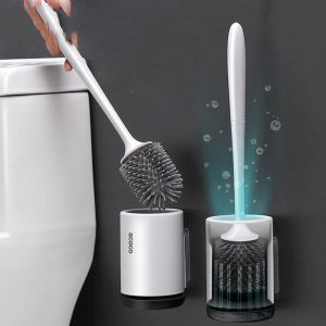 Brosses Brosse de toilette en silicone Bristle Soft Wallmountted Salle Brush Brushder Set Top Tool