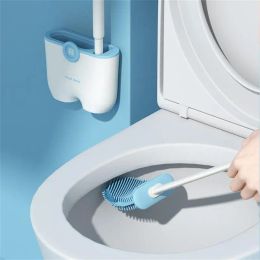 Borstels siliconen toilet wassen artefact set tpr borstel hoofd wallmounted 2023 nieuwe sterke wasgentie muur hangend dubbele gebruik badkamerproducten