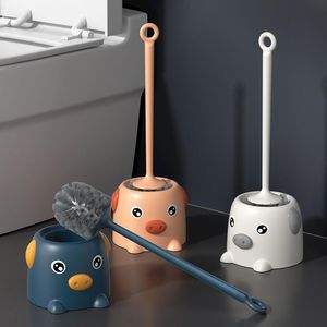 Brosses Brosse de toilette sans coin mort cheveux doux ménage créatif dessin animé brosse de toilette longue poignée salle de bain nettoyage WC accessoires