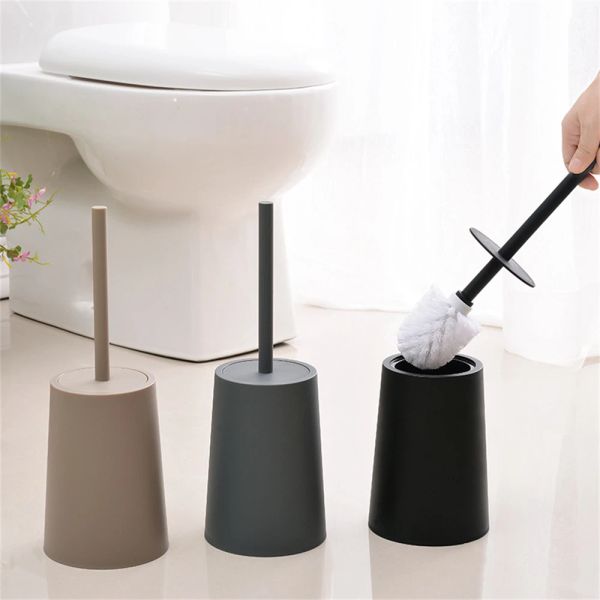 Brosses Brosse de toilette avec base Design moderne Brosse de toilette noire avec couvercle Ensemble de brosses de nettoyage Fournitures de nettoyage Accessoires de salle de bain