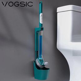 Brosses VOGSIC – brosse de toilette rechargeable en Silicone, brosse à long manche, sans angle mort, nettoyage des deux côtés, accessoires de salle de bain