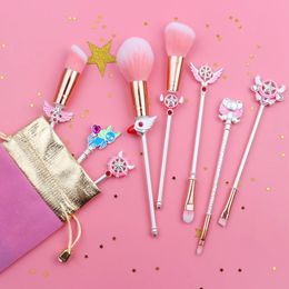 Borstels Wit Cardcaptor Sakura Make-up Kwasten Set Gereedschap Kit Eyeliner Shader Oogschaduw Verlies Poeder Blush Zacht haar