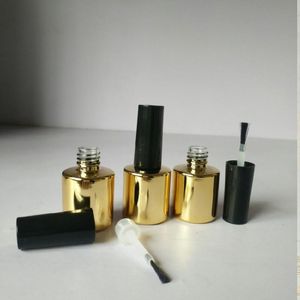 Borstels Groothandel 8ml Nagelgellak Flessen Lege Glazen Nagelbuizen met Borstelstaaf Gouden Fles Zwart Deksel Make-uppakket