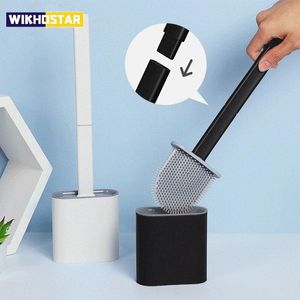 Brosses WIKHOSTAR Brosse de toilette à poignée amovible Brosse de toilette murale en silicone Brosse de nettoyage à poils souples Accessoire de brosse de toilette