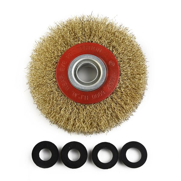 Brosses fil roue 125mm rond laiton plaqué acier cuivre inoxydable pour banc meuleuse outil partie 230414