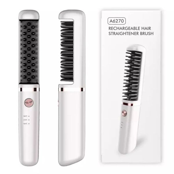 Brosses Peigne de barbe à lisseur de cheveux sans fil pour femmes et hommes 30W 4000mAh Brusque automatique Mini Magic Portable sans fil USB Charge