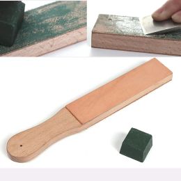 Borstels Wuta Lederen Messenslijper Slijpen Strop Tool Zwart Hout Scheermes Polijsten Board Fijn Slijpen met Polish Compound 8 Kleur