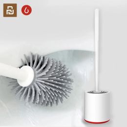 Brosses Yijie rangement Vertical poils de colle souple brosses de toilette et support nettoyant ensemble outil de nettoyage de salle de bain en silice