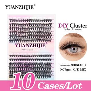 Pinceles YUANZHIJIE 10 cajas/lote segmentado de alta capacidad 30D40D extensión de pestañas DIY suave y natural fácil de operar maquillaje profesional