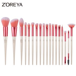 Borstels ZOREYA 18 stks Make-up Kwasten Gereedschap Rode Foundation Poeder Blush Oogschaduw Borstel Set brochas maquillaje