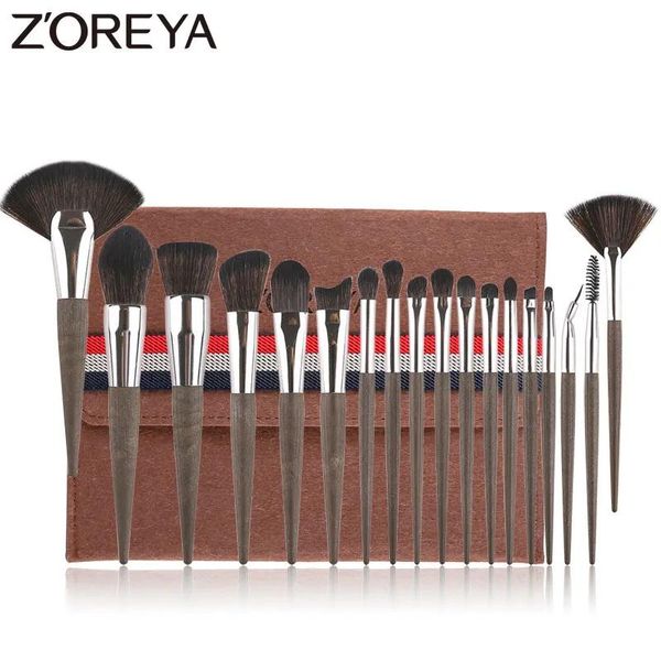 Pinceles ZOREYA 18 unids Pinceles de maquillaje Conjunto de pinceles de maquillaje sintético profesional Base en polvo Labio Sombra de ojos Kit de herramientas cosméticas 201008