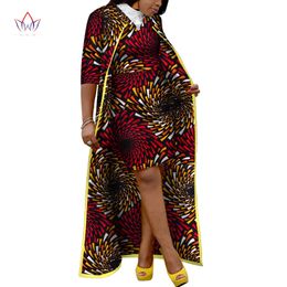 BRW herfst Afrikaanse roksets voor vrouwen Dashiki Xlong Coat en Africa Clothing Bazin Plus Size WY3400 240319