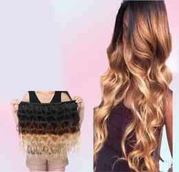 Brzailian Ombre Haarverlenging Driekleurig 1B427 Body Wave Bruin Menselijk Haar Weefsel 3 Bundels Goedkope Gekleurde Braziliaanse Blondines Haar7519613