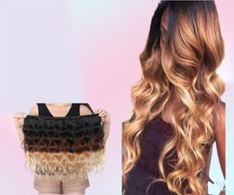 Brzailian ombre Hair Extension Three Tone 1B427 Body Wave Brown Human Fair Weave 3 paquets de couleur brésilienne colorée bon marché Hair6315224