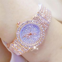 Bs Bee Sister – montre en diamant pour femmes, petit cadran, or Rose, serrure en acier inoxydable, Bayan Kol Saati1181q