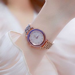 Bs Bee Sister Rose Gold Relojes de mujer Vestido de marca de lujo Relojes de pulsera Crytal Reloj elegante para mujer Montre Femme 210527