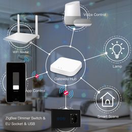 BSEED ZigBee LED Dimmer 1Gang 1way WiFi Light Switch Support Tuya Smart Home Alexa Voice Control met normale EU -elektrische socket