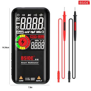 Bside profesional digitale multimeter 9999 counts slimme serie multimetro dc ac spanning condensator ohm diode ncv hz live draadtester