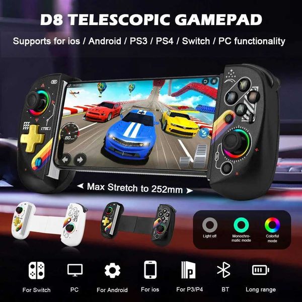 BSP D8 RVB Tablet Contrôleur WireL Controller pour Switch Gaming Bluetooth Stiring Joystick pour P3 P4 Android iOS Gaming Board J240507